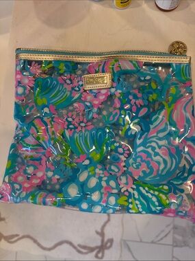 Lilly Pulitzer Clear Cosmetic Bag in Teal, Pink, Green